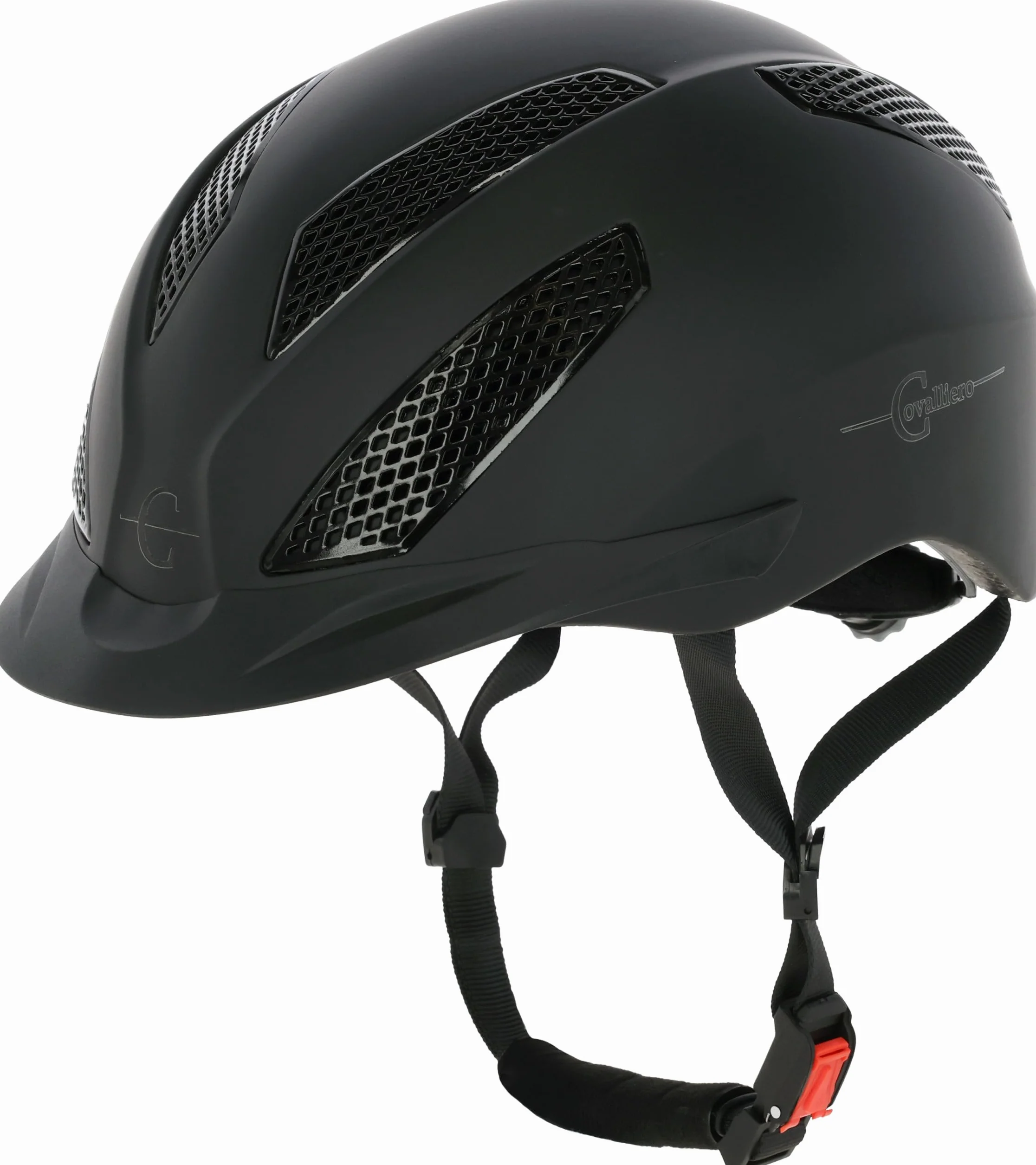 Covalliero Casco da equitazione eXite, donna, uomo, nero, circonferenza 57-60 cm, Disc-System, visiera flessibile, sistema di ventilazione, Chiusura Fast-Click