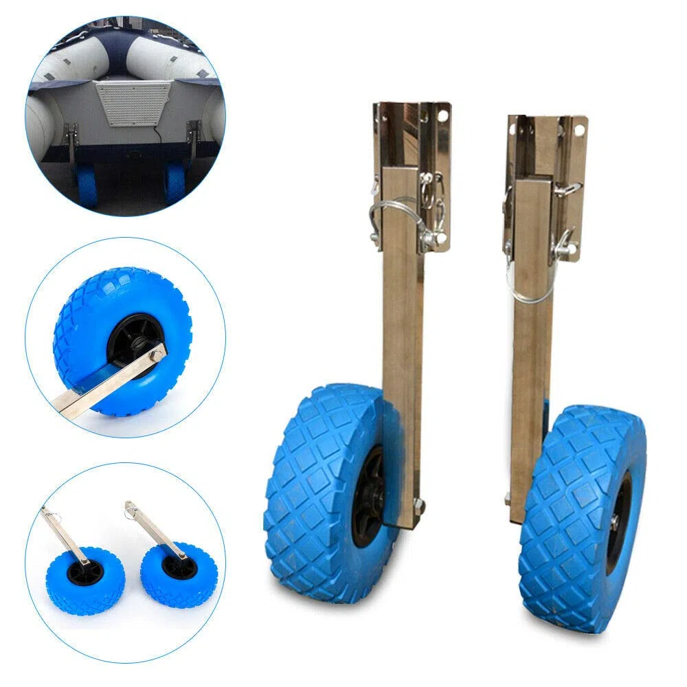 Ruote di lancio per barche barche,Ruota di lancio per barca pneumatica per breve distanza spiaggia mobile Heavy Duty acciaio inox(blu)