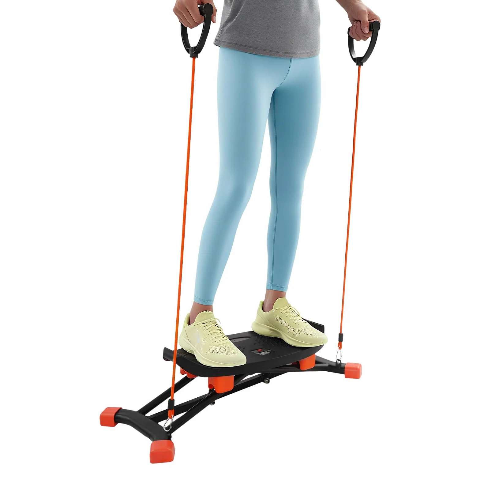 Macchina da sci indoor – Attrezzo da sci per la casa con fasce di resistenza | Dispositivo di sci simulato per allenamento completo | Base antiscivolo e display calorie | Senza montaggio (nero