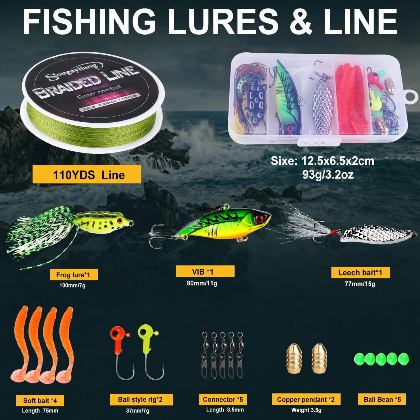 Sougayilang - Canna da pesca telescopica e mulinello in fibra di carbonio e accessori per viaggi in oceano e pesca d' acqua dolce e salata