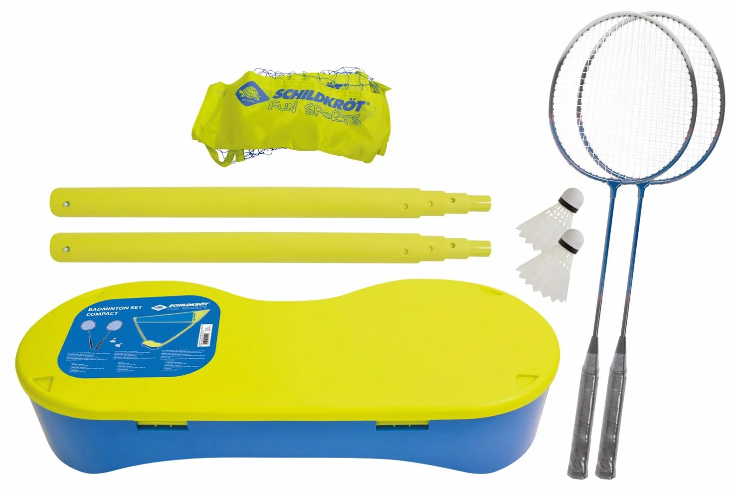 Schildkröt 970992 - Set da Badminton Compact, con Rete, 2 Racchette e 2 Palline, in Pratica Valigetta di plastica