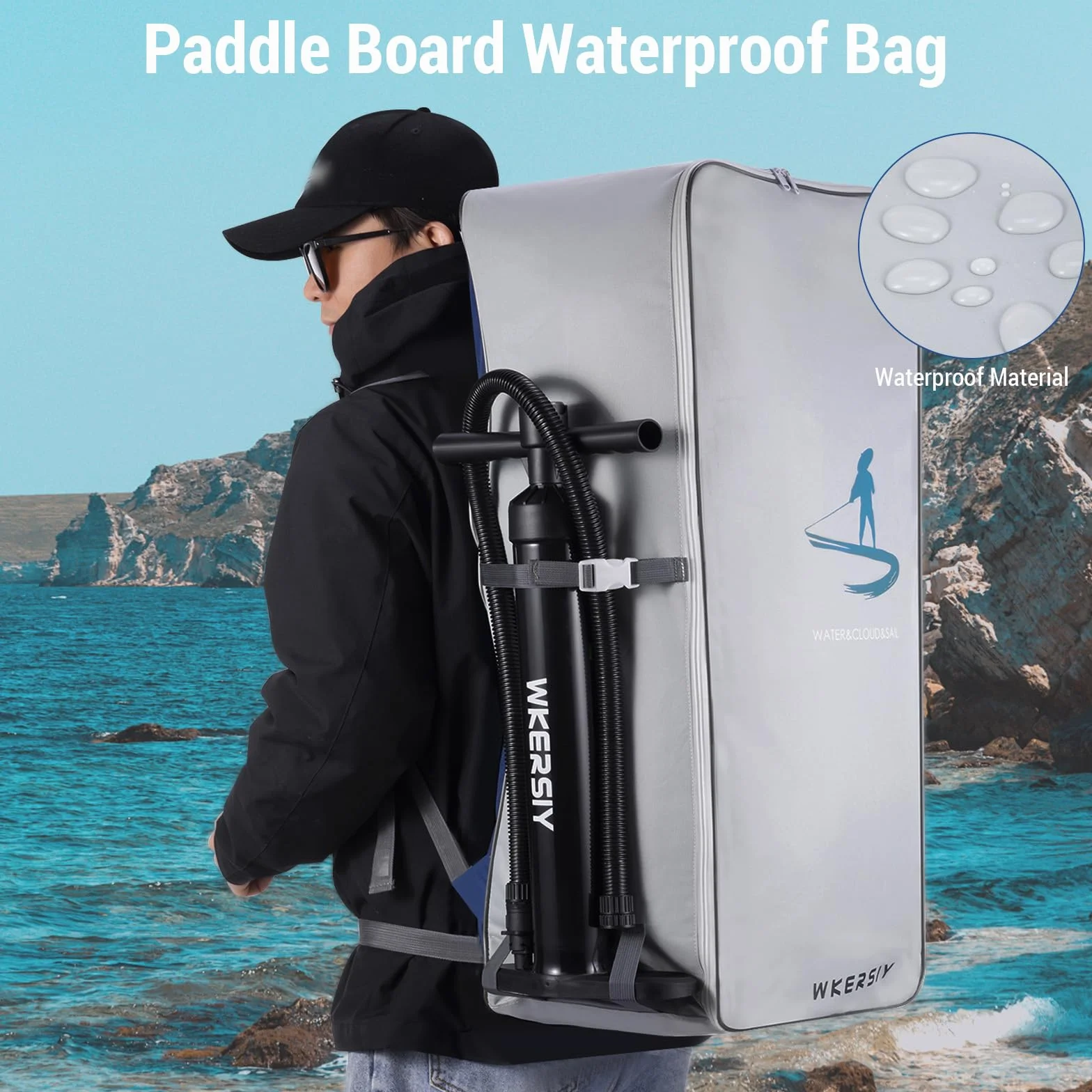 Zaino da viaggio impermeabile da 105 l, per paddleboard gonfiabile, SUP Stand Up Board, borsa a tracolla, panno Oxford portatile, borsa da surf