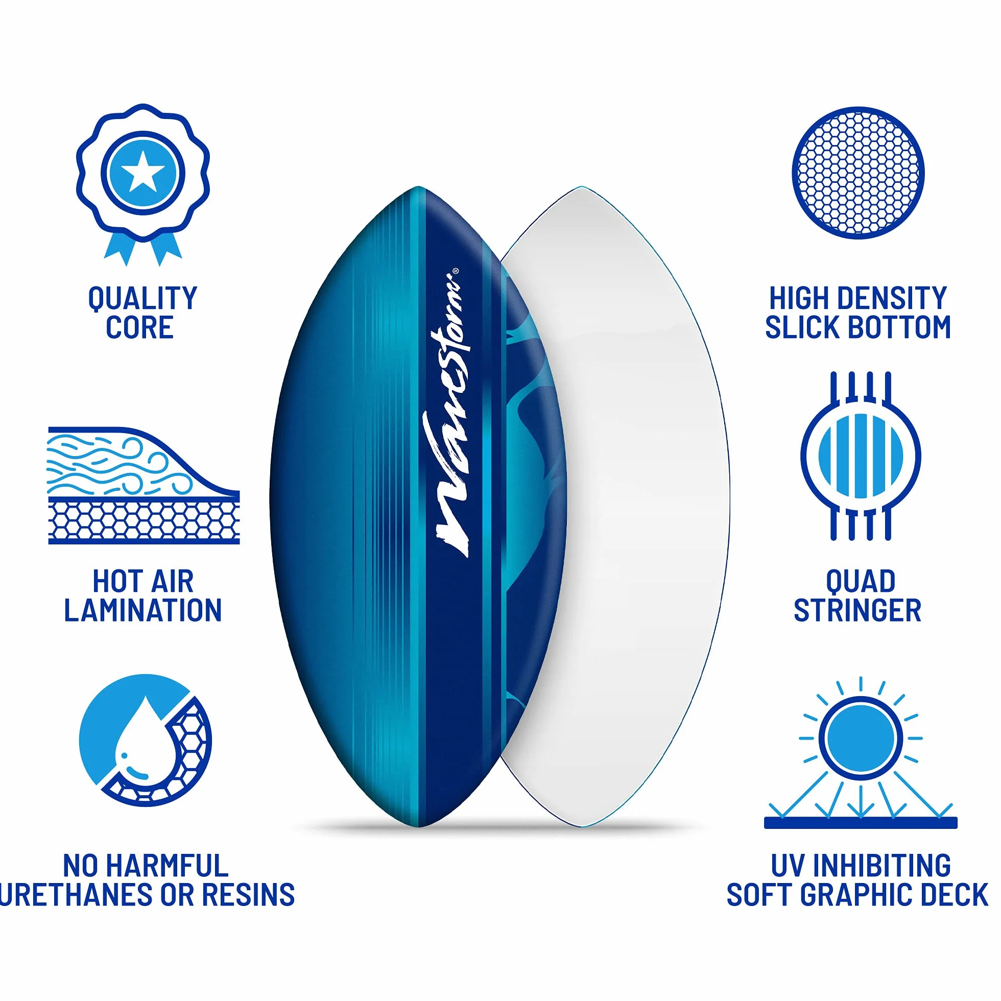 Wavestorm Skimboard in schiuma da 48" | Skimboard per principianti e tutti i livelli di skimming, surf e bodyboard, skimboard blu
