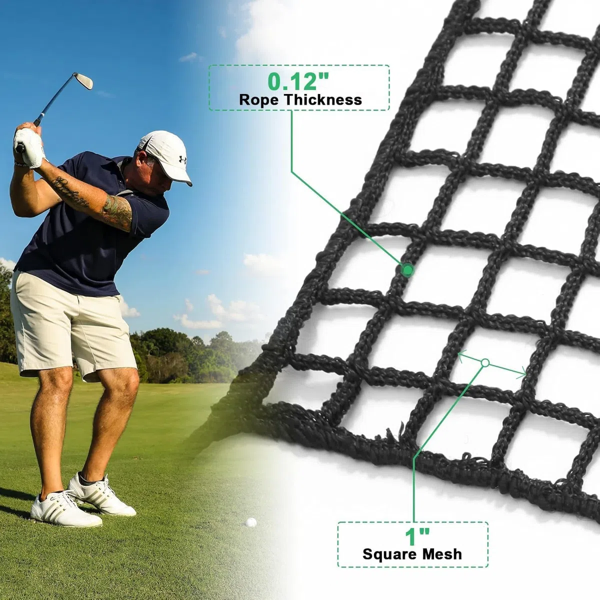 Rete da golf in poliestere nero, resistente per colpire palline da golf, rete da golf portatile per interni ed esterni, rete da allenamento da golf, rete protettiva regolabile per cortile,