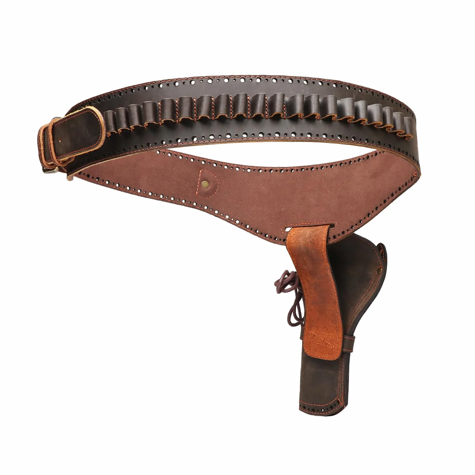 Tourbon - Fondina in vero cuoio per pistola da cowboy occidentale, per gamba, regolabile, portamunizioni, per tiratori destrimani